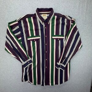 CODA Mens Large Vintage Multi Color Vertical Stripe Cotton Button Down Shirt L